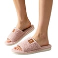 thumbnail image 5 of Unisex Slippers for Women Men Open Toe Fuzzy Plush House Shoes - Warm Non-Slip Indoor Slides, Plus Size Assorted Colors, 5 of 5