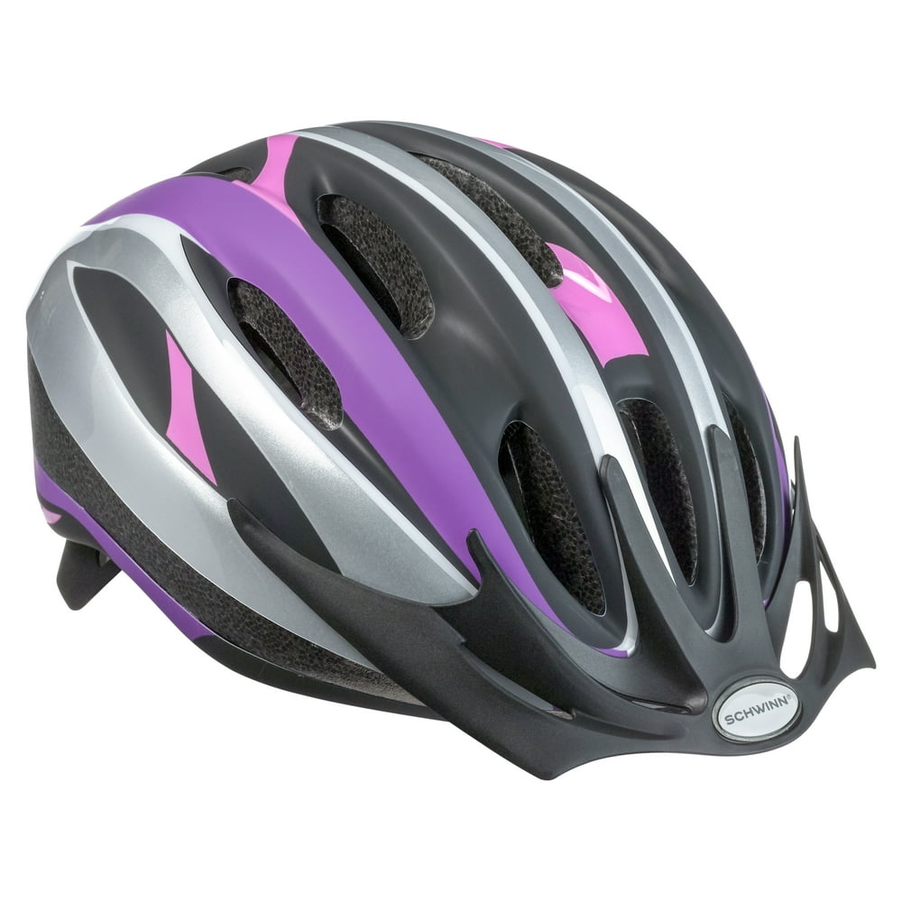 Schwinn Intercept Youth Bicycle Helmet, ages 8 13, grey / purple