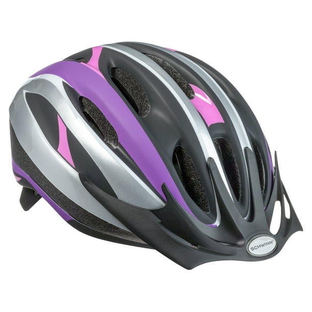 Schwinn Intercept Youth Bicycle Helmet, ages 8 13, grey / purple