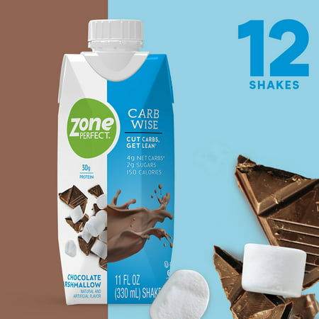 ZonePerfect Carb Wise High-Protein Shakes, Chocolate Marshmallow Flavor, For A Low Carb Lifestyle, With 30g Protein, 11 fl oz, 12 (Best High Protein Shakes For Weight Loss)