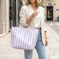 thumbnail image 5 of Striped Tote Bag for Women Large Work Totes Plaid Pool Handbag Letter Print Trendy Slouchy Beach Bag, 5 of 7