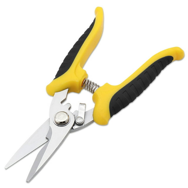 Stainless Steel Multifunctional Electrical Scissors with Safety Lock, Labor-Saving Spring, Stripping Notch, and Non-Slip Ergonomic Handle