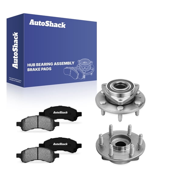 AutoShack Front Ceramic Brake Pads & Hub Bearing Assemblies for Chevrolet, GMC & Buick, Traverse 2009-2017 Acadia 2007-2016 Enclave 2008-2017 Acadia Limited 2017, AWD FWD V6 3.6L - 6-Lug, with ABS