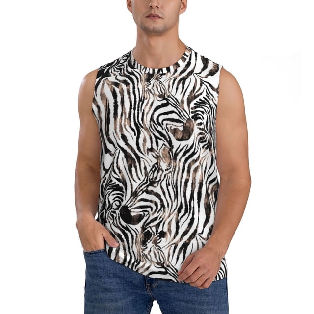 Balery Leopard And Zebra Camisetas sin mangas para hombre, absorbe la humedad y protege contra el mal olor.-Small