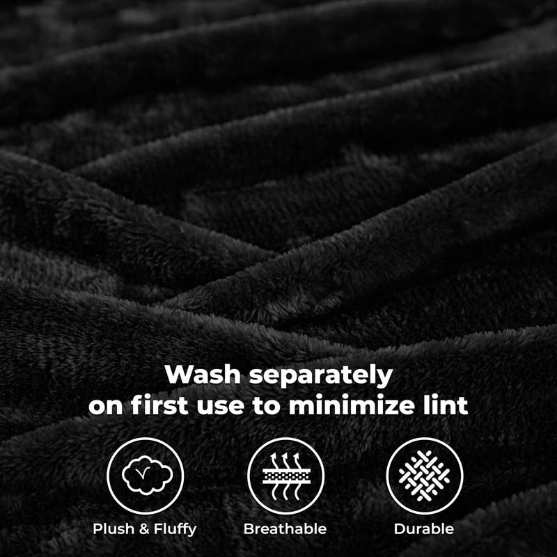 Superior Super Soft Plush Fleece Blanket 50" x 60", Bed & Couch Blankets, Throw, Black