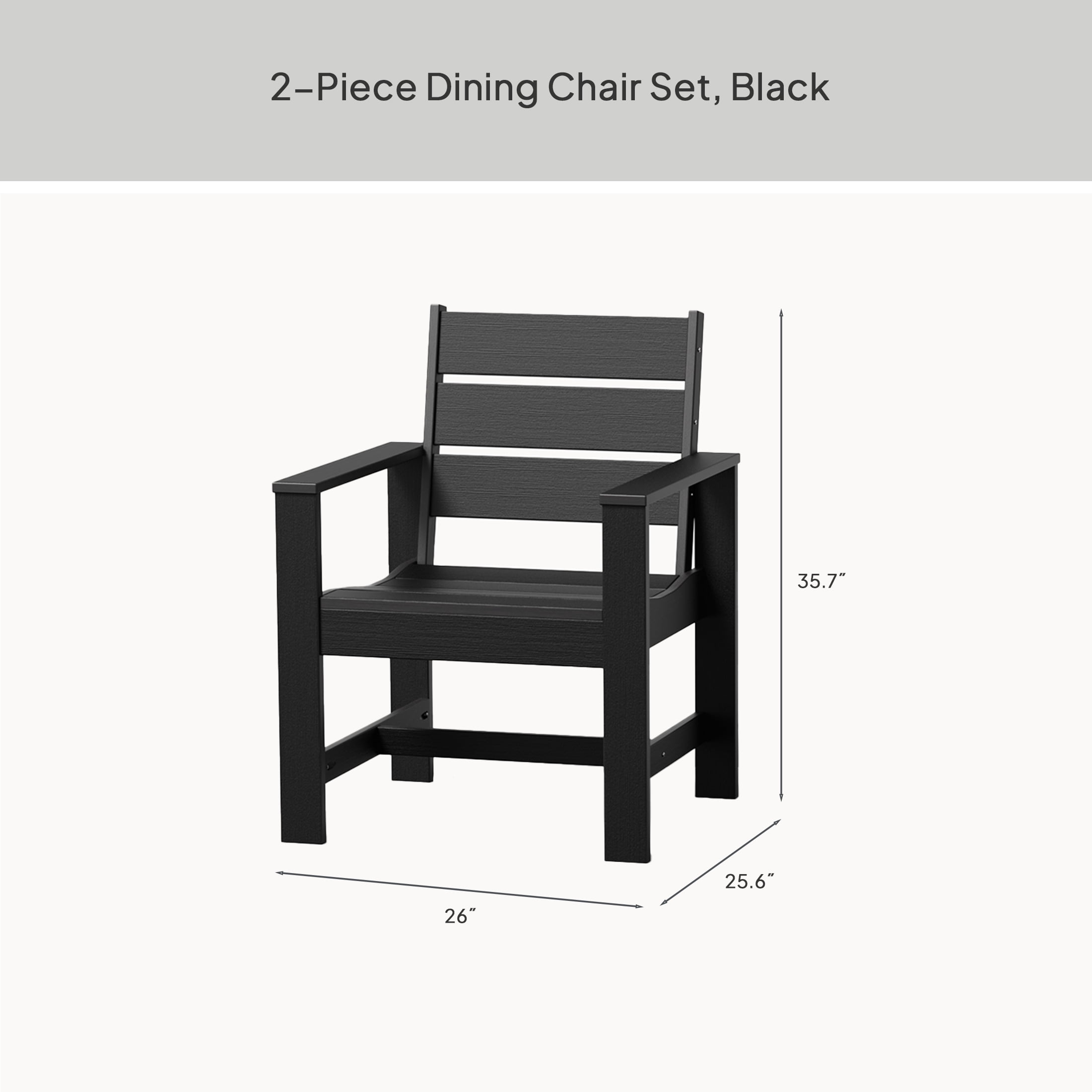 Better Homes & Gardens Ezra Outdoor HDPE Dining Chair, 2-Pack, Black