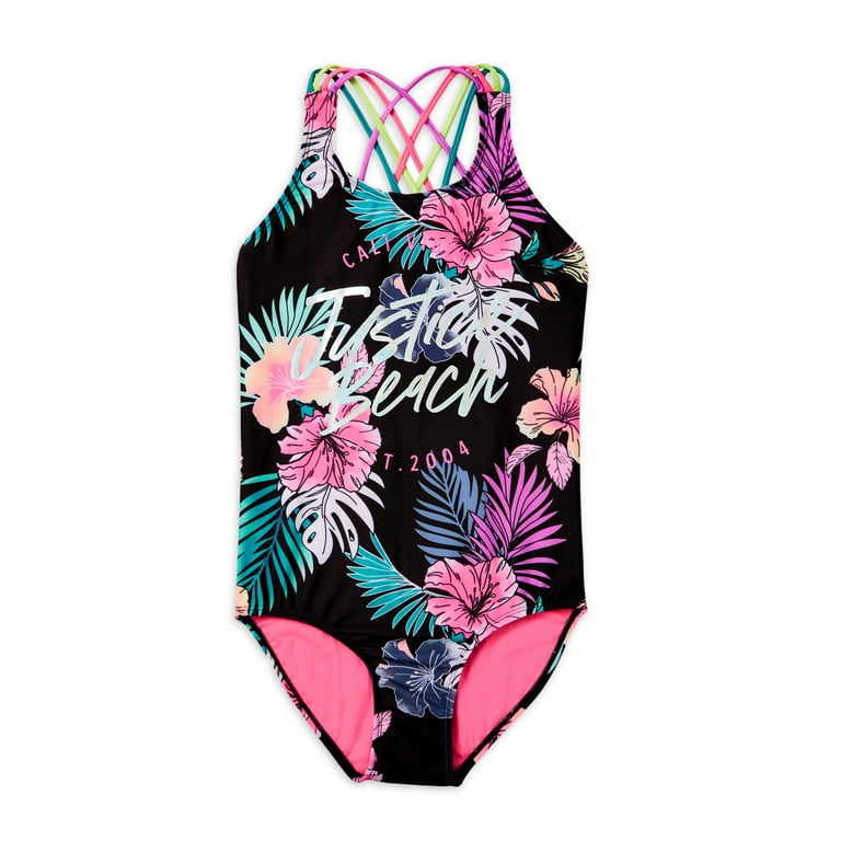 Justice Girls 1 Piece Multi Straps Swimsuit, Sizes 5-18