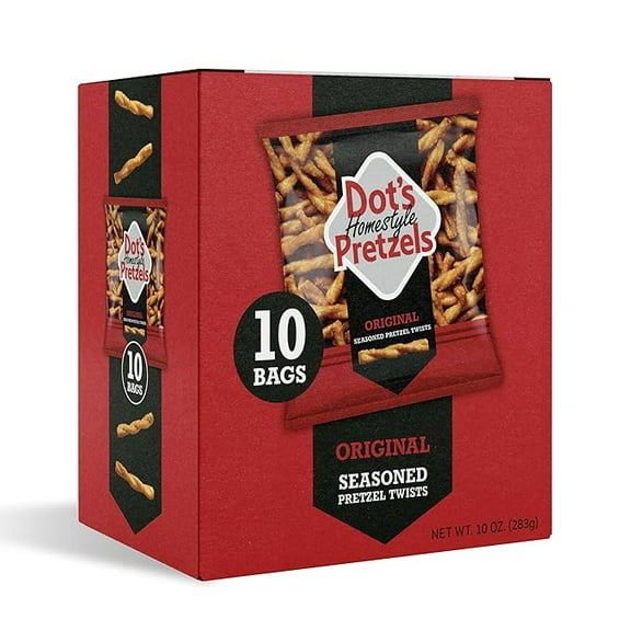 Dot's Pretzels Original Seasoned Pretzel Twist Snack, 1oz Individually Sized Bag (10 Count) ( Pack of 2 )