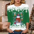 thumbnail image 2 of zaveiop Christmas Shirts for Women 3/4 Sleeve Crewneck Cute Lightweight Undershirt Casual Christmas Print Pullover Tops 2025 (Z1-Green, L), 2 of 4
