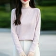 thumbnail image 5 of YueHuiYing Fashion Women's Casual Semi High Neck Solid Color Loose Base Knitted Autumn Winter Sweater, 5 of 5