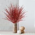 thumbnail image 3 of Xiao Hua 10 flores artificiales de jazmín de 75 cm de largo, ramo de flores falsas, ramas secas de jazmín artificial (rojo), 3 of 5