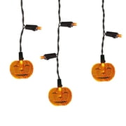 Way to Celebrate Halloween 30-Count Indoor Outdoor Orange Spooky Sparkle Pumpkin LED Icicle Lights, with AC Adaptor, 120 Volts