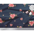 thumbnail image 3 of Soimoi Tissu Crêpe polyester Imprimé Feuilles & Roses au Mètre 52 Pouces de Large, 3 of 3