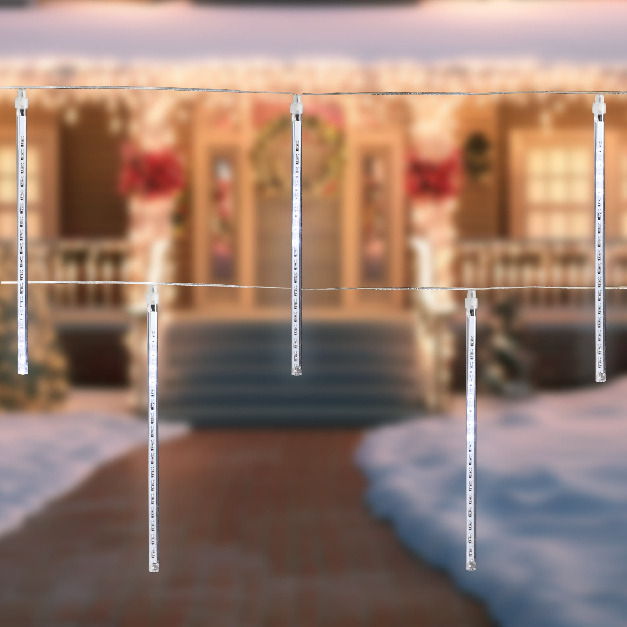 Set of 10 Dripping Icicle Snowfall Christmas Light Tubes 9"