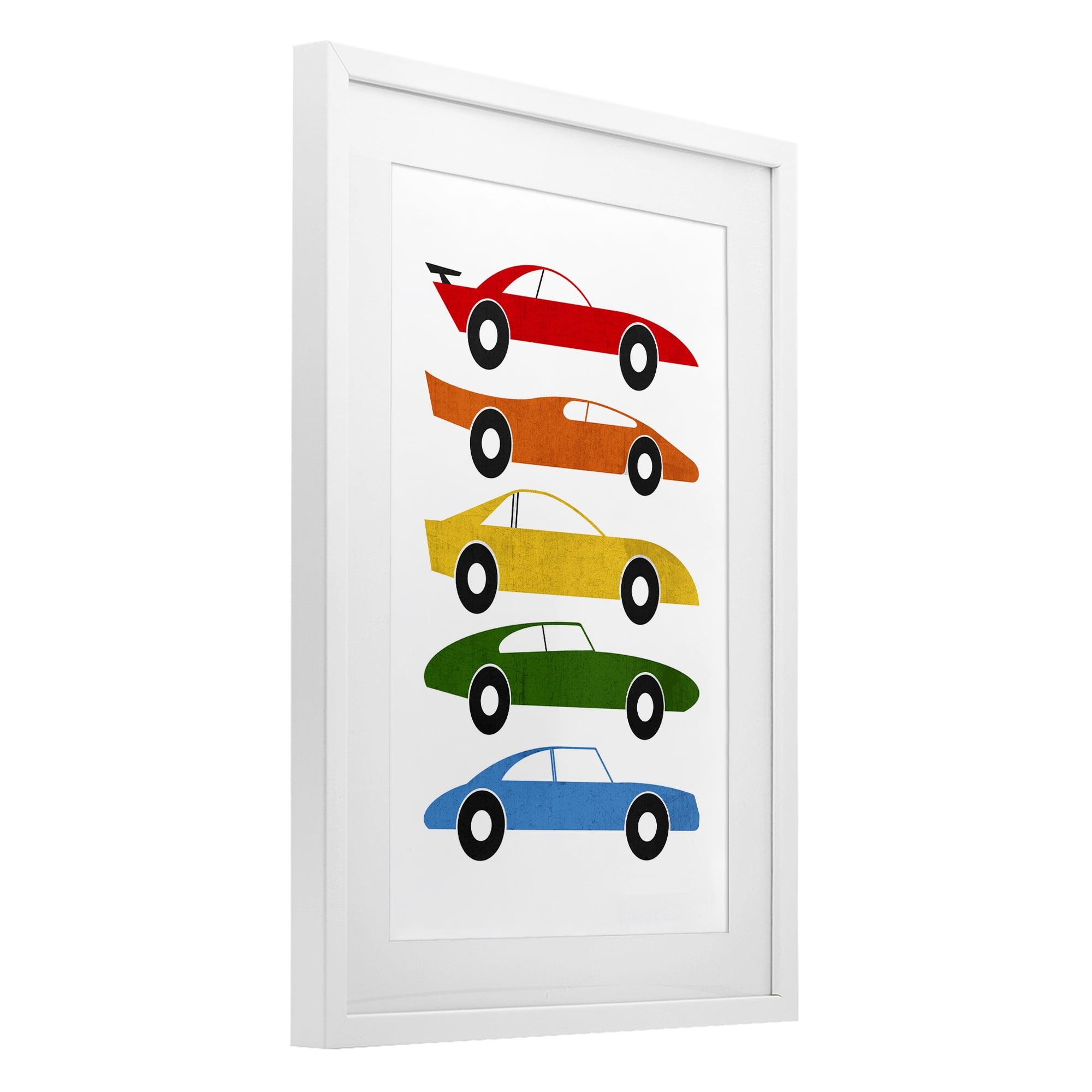 Stupell Industries Colorful Midcentury Cars White Framed Print Under Glass, design by Tom Quartermaine