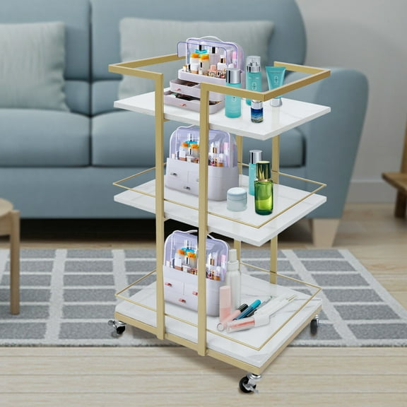 Manicure Trolley Eyebrow Tattoo Trolley Rack Storage Rolling Cart Bar Cart 16.93*13.78*31.5in