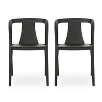GDF Studio Janely Outdoor Stacking Dining Chair, Set of 2, Black
