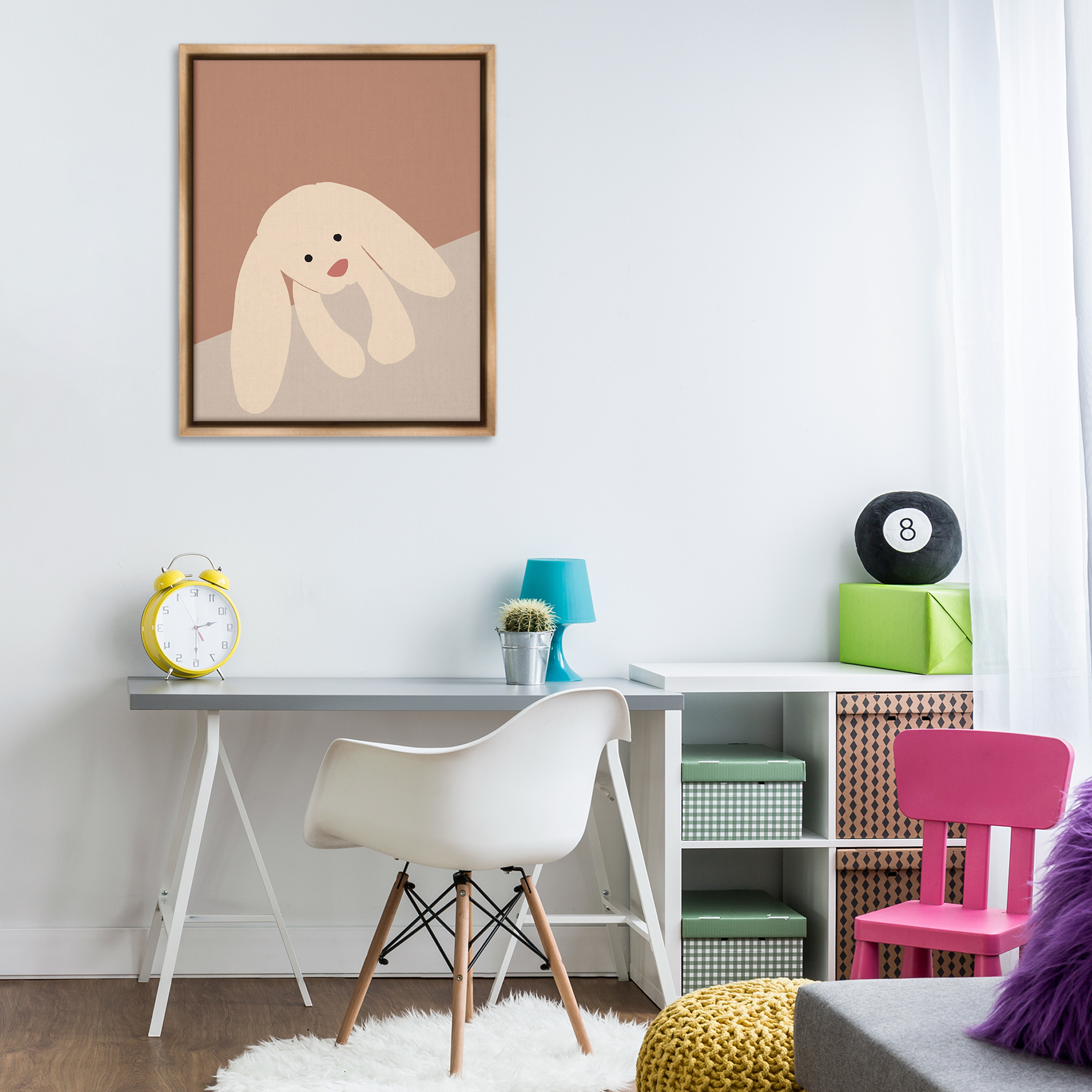 Stupell Industries Simple Floppy Bunny Animals & Insects Painting Brown Floater Framed Art Print Wall Art, 25 x 31