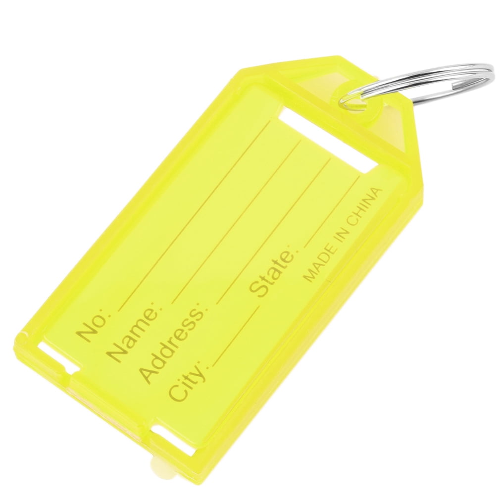 Keyrings x 5 with Label Good Quality Plastic Key Ring ID Tag Name Card