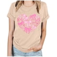 thumbnail image 2 of Sevevn Womens Fashion Valentine's Day Heart-Shaped Print Tops, Short Sleeve Out Blouse Round Neck T-Shirt Tops Beige XL Family Gifts, 2 of 4
