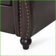 thumbnail image 3 of 3-Seater American Chesterfield Sofa – Low Profile for Small Living Rooms with Button Tufting | Brown | PU | Rolled Arms, 3 of 11