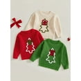 thumbnail image 3 of Suealasg Baby Girls Christmas Sweater Casual Bow Christmas Tree Embroidery Infant Pullover Knitwear for Toddler Warm Clothes, 3 of 6