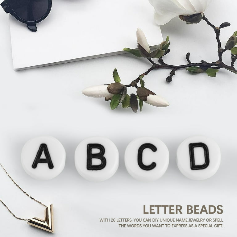 500pcs Acrylic Letter Beads 7x4mm Alphabet Beads Vowel Letter I Beads for Jewelry Making Beads for Bracelets Making Necklaces DIY