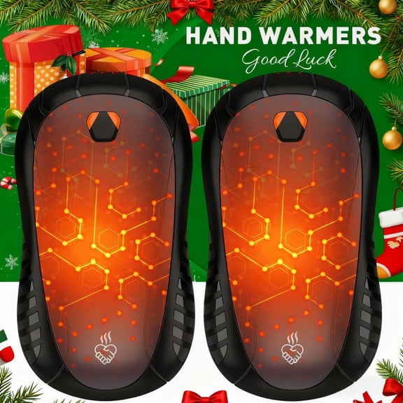 2025 Upgraded 2 Pack Rechargeable Hand Warmers, 6000mAh Electric Portable Pocket Heaters with 3-Level Warmth. Efficient Double-Sided Heating, Ideal for Cold Weather. Perfect Gift for Women & Men