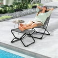 thumbnail image 2 of Silla Plegable Costway Para Patio Con Otomana Sillón Reclinable Con Reposapiés Gris, 2 of 5