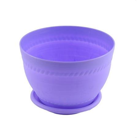 Purple Pottery - Unique Bargains Balcony Home Office Plastic Pottery Clay Style Plant Flower Pot Purple w Pallet