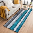 thumbnail image 2 of Blue Grey Stripe Runner Rug for Hallway 2x6ft, Vintage Coastal Style Wood Grain Non Slip Floor Mat Washable Low-Profile Indoor Carpet for Living Room, Bedroom, Dining Room, 2 of 9