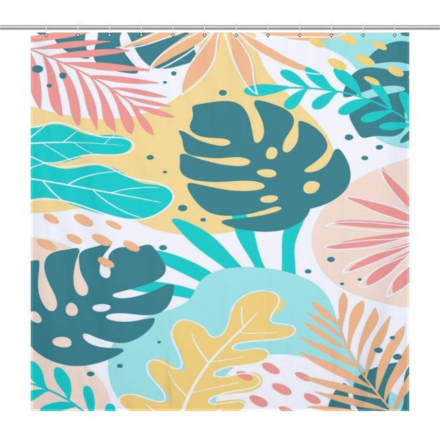 asddcavvf Rideau de Douche Tropical pour Salle de Bain Rideau de Douche Motif Botanique Répétitif Rideau de Bain Décoratif 71 X 71 Pouces Doublure en Tissu