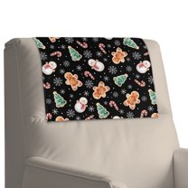Xoenoiee Gingerbread Man Snowman Candy Snowflake Print PU Leather Recliner Headrest Covers Sofa Headrest Protector Head Rest Cover For Recliner Sofa Cover Slipcover Christmas Decor, 1 Pack