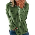 thumbnail image 3 of LUXUR Ladies Sweatshirt Stars Print Pullover Drawstring Hoodies Loose Fit Hooded Tops Long Sleeve Green L, 3 of 8