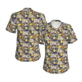 thumbnail image 3 of Yiaed Sicilian Style Print Women's T Shirt V-Neck Short Sleeve Shirt Casual Breathable Tee Summer Tops-Medium, 3 of 5