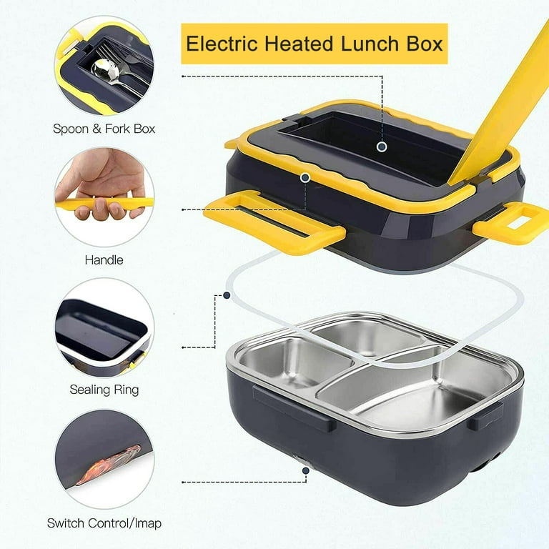 AIEVE Electric Lunch Box, USB Powered Portable Food Warmer for Car Truck  with Bag Spoon and Fork, 12V/24V/110V, 35-Ounce