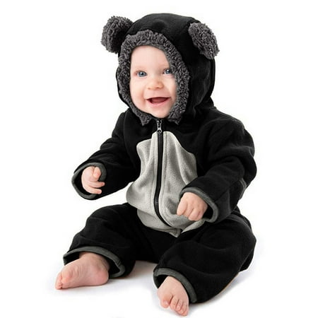 

NIUREDLTD Boys Girls Long Sleeve Cartoon Bear Ears Hooded Romper Jumpsuit