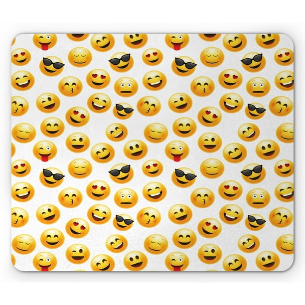 Emoji Mouse Pad, Smiley Face Character Illustration Feeling Happy
