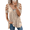 Khaki, variant on LYMAYTE Women's Zip-Front V-Neck Top Heart Print Cut-Out Short Sleeve Casual Summer S-5XL