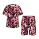 thumbnail image 1 of Balery Rose Flowers Conjunto de Pijama Infantil de Manga Corta con Estampado – Ropa de Dormir de Algodón Suave-Small, 1 of 6