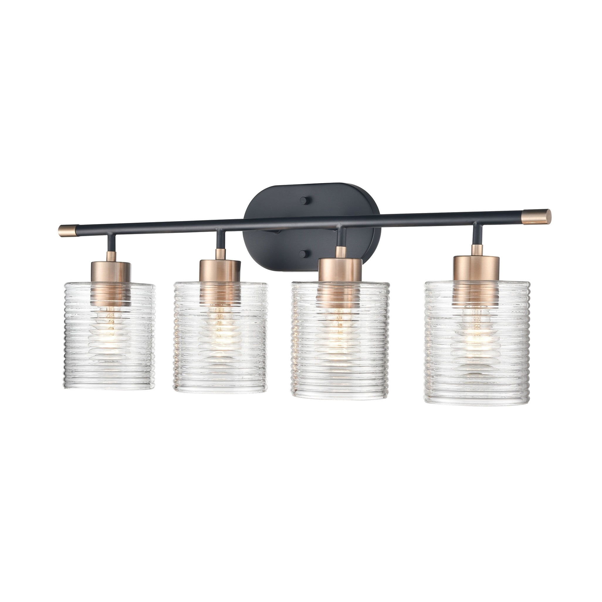 Millennium Lighting  Renitta Vanity Light Fixture with Clear Ribbed Glass Shades 4 Light
