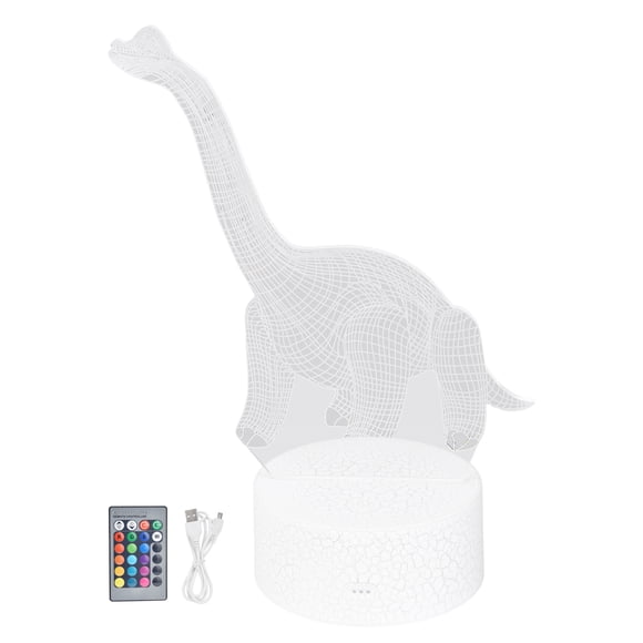 Luz nocturna de dinosaurio RGB, 16 colores, 4 modos, lámpara regulable, soporte, Control táctil remoto, decoración del hogar