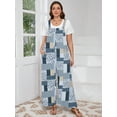 thumbnail image 5 of SHOWMALL Women’s Plus Casual Overalls Adjustable Straps Gray Patchwork 4X Baggy Pants Floral Print Wide Leg Jumpsuits with Pockets, 5 of 7