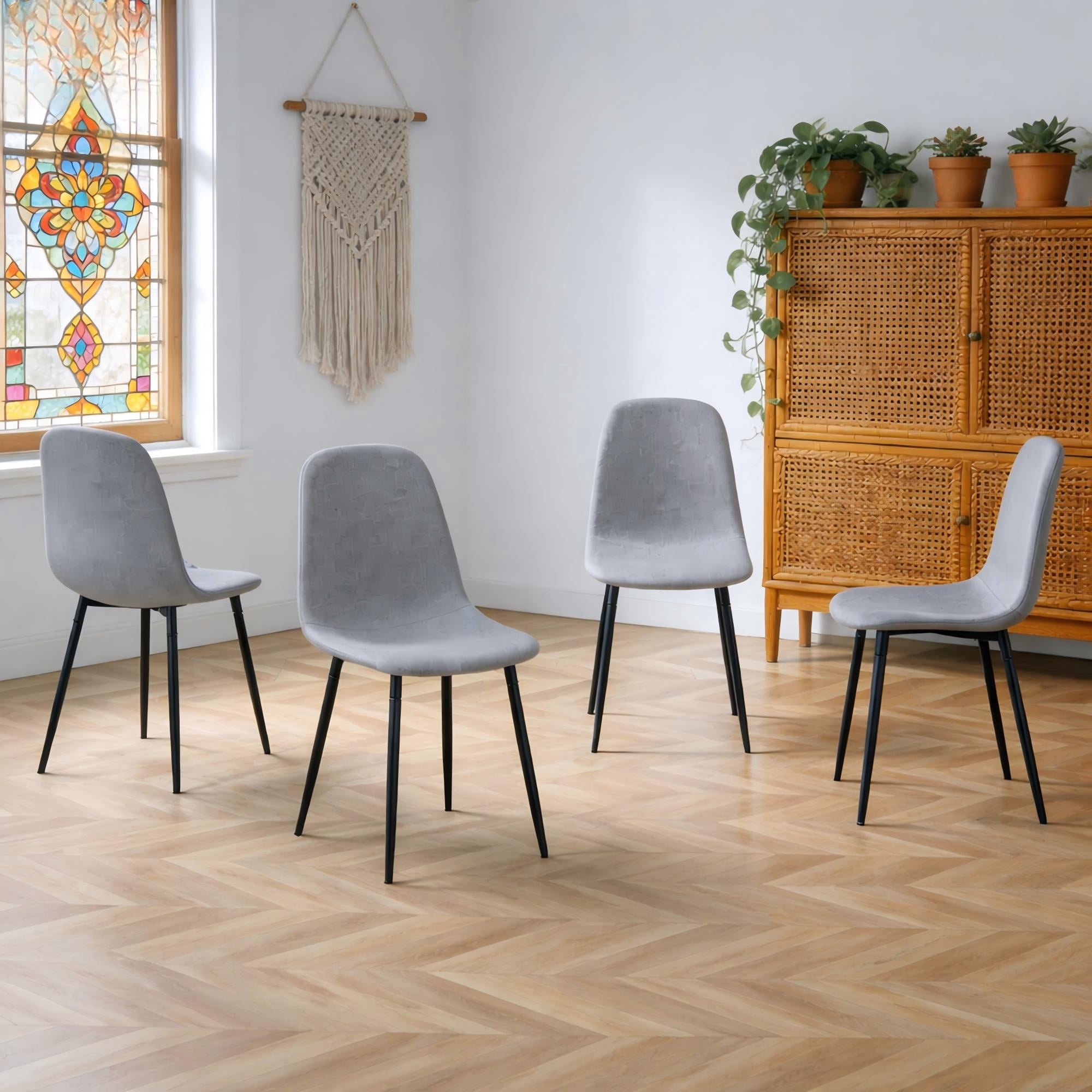 TesNus High Resilience，Dining Chair Set of 4，Fabric，Metal Leg， Cotton ，Comfortable，Seating， Interior，Living Room, Dining Room, Kitchen
