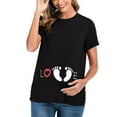 thumbnail image 2 of Zwiiyzr Womens Summer Tops Maternity Shirts Round Neck Ladies Trendy Solid Color Print Short Sleeve Pregnant Casual Tops Black, 2 of 6