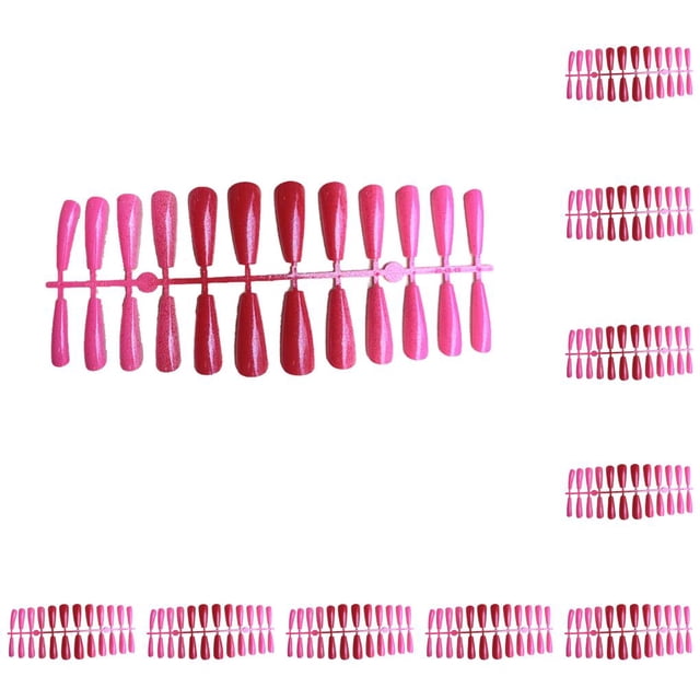 Minnieouse 24 piezas de uñas postizas puntas de uñas postizas accesorio de manicura para mujeres niñas rojo rojo 10Conjunto