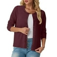 thumbnail image 5 of UVEASISHA Women's Bolero Shrug Long Sleeve Cropped Cardigan Open Front Casual Elegant Jacket for Dresses Wine S, 5 of 8
