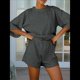thumbnail image 5 of Conjuntos de Pijama para Mujer, Blusas Extragrandes de 3/4 y Pantalones Cortos con Cintura Elástica, Conjuntos de Estar por Casa. Gris L, 5 of 8