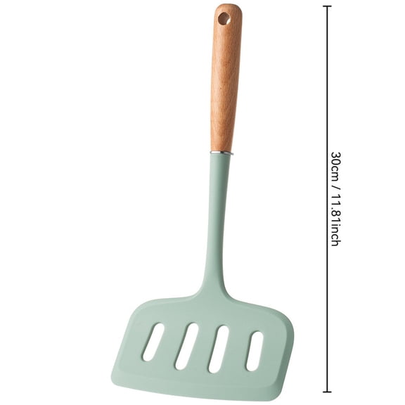 SLYNSHome Silicone Pancake Spatula Turner with Lengthened Handle,Green Heat Resistant Slotted Flipper for Nonstick Cookware Kitchen Utensils