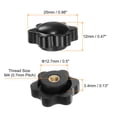 thumbnail image 2 of 12 Pieces Star Knobs M4 Thread 25mm 6-Point Head Brass Insert Non-Through Hole Threaded Hand Knob Black, 2 of 6
